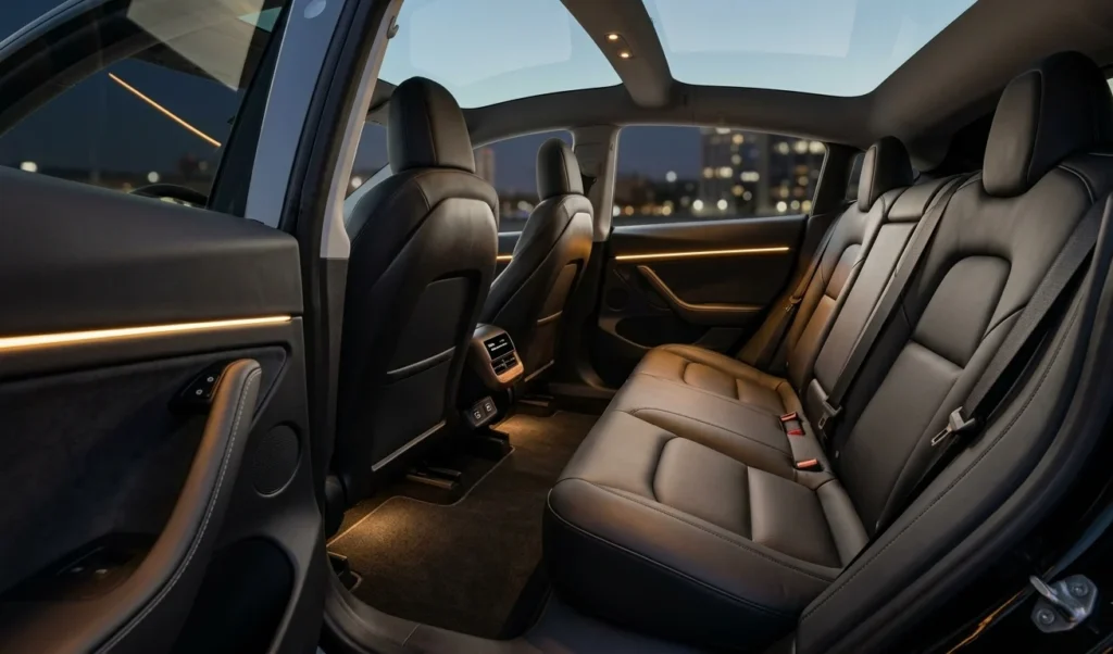 SFO Airport Taxi Transfer Tesla Car interior